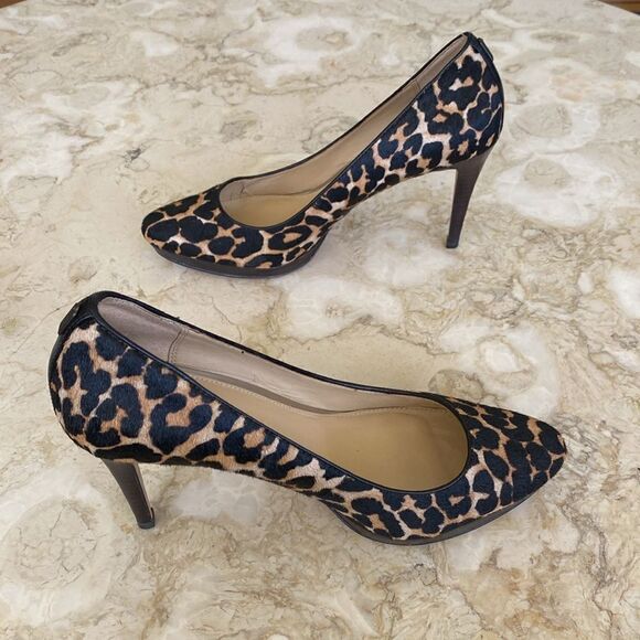 Coach Leather Leopard Print Pony Hair 4” Heels Platform Pumps - Picture 6 of 16